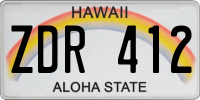 HI license plate ZDR412