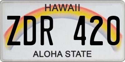HI license plate ZDR420