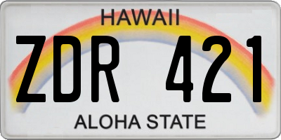 HI license plate ZDR421