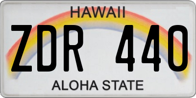 HI license plate ZDR440