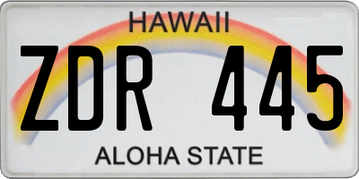 HI license plate ZDR445