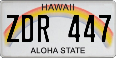 HI license plate ZDR447