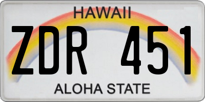 HI license plate ZDR451