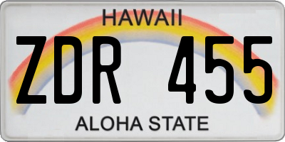 HI license plate ZDR455