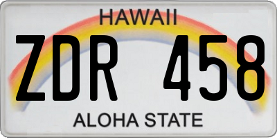 HI license plate ZDR458