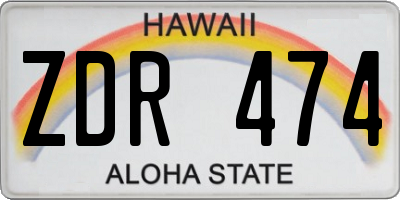 HI license plate ZDR474