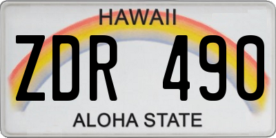 HI license plate ZDR490