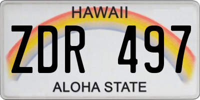 HI license plate ZDR497