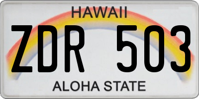 HI license plate ZDR503