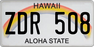 HI license plate ZDR508