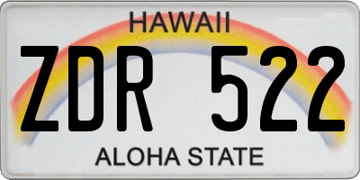 HI license plate ZDR522