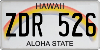 HI license plate ZDR526