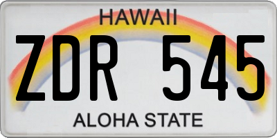 HI license plate ZDR545