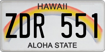 HI license plate ZDR551