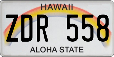 HI license plate ZDR558