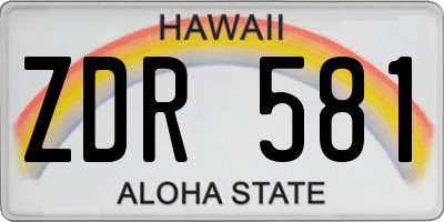 HI license plate ZDR581