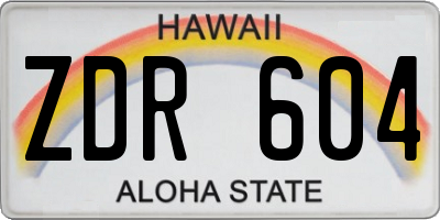 HI license plate ZDR604