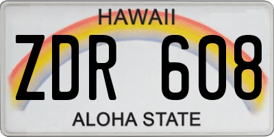 HI license plate ZDR608
