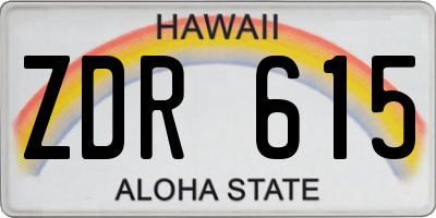HI license plate ZDR615