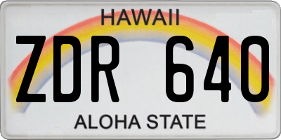 HI license plate ZDR640