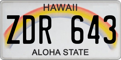 HI license plate ZDR643