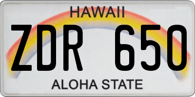 HI license plate ZDR650