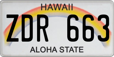 HI license plate ZDR663