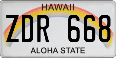 HI license plate ZDR668
