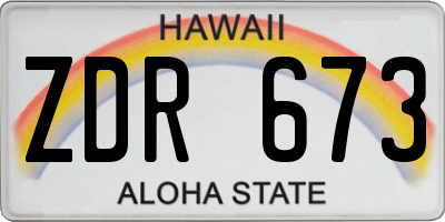 HI license plate ZDR673