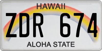 HI license plate ZDR674