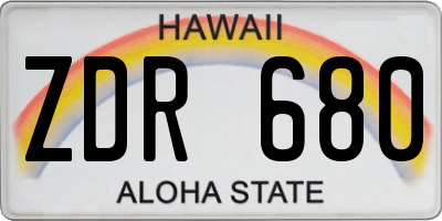 HI license plate ZDR680