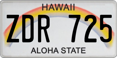 HI license plate ZDR725