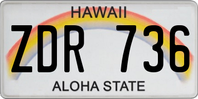 HI license plate ZDR736