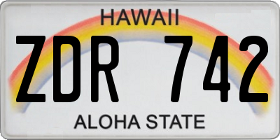 HI license plate ZDR742