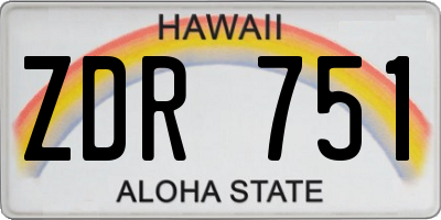 HI license plate ZDR751