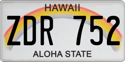 HI license plate ZDR752