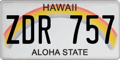 HI license plate ZDR757