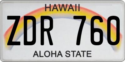 HI license plate ZDR760