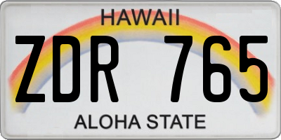 HI license plate ZDR765