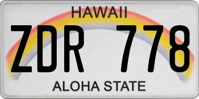 HI license plate ZDR778