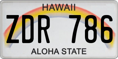 HI license plate ZDR786