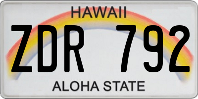 HI license plate ZDR792
