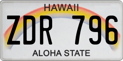 HI license plate ZDR796