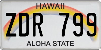 HI license plate ZDR799