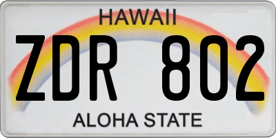 HI license plate ZDR802