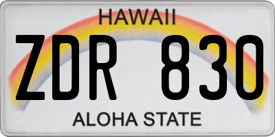HI license plate ZDR830