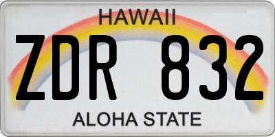 HI license plate ZDR832