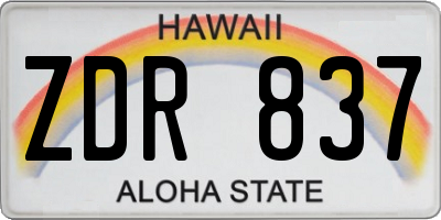 HI license plate ZDR837