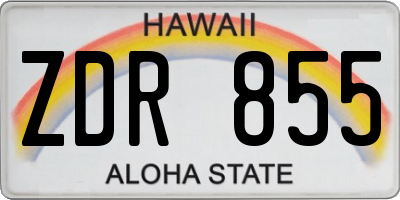 HI license plate ZDR855