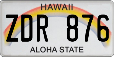 HI license plate ZDR876